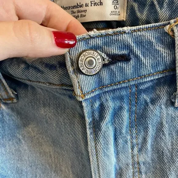 Abercrombie & Fitch The Skinny High Rise Curve Love With Raw Hem - Picture 7 of 11